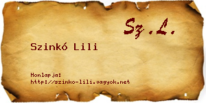 Szinkó Lili névjegykártya